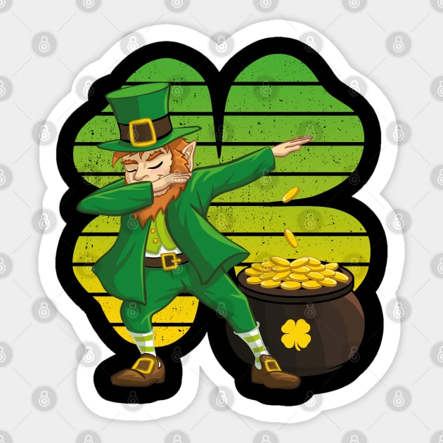 Dabbing Leprechaun St. Patricks Day Vintage Retro Clover Shamrock Sticker by trendingoriginals